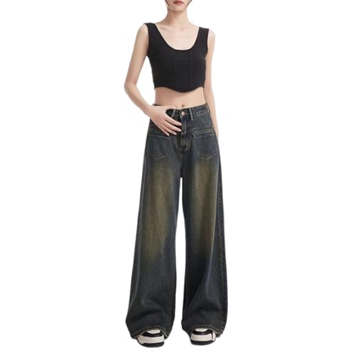 Baggy Jeans for Women Y2K Low Rise High Street Boyfriend Pants Vintage Teen Girls Hiphop Wide Leg Denim Trousers