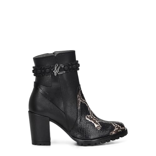 FRANCO CUADRA Women's Python and Leather Ankle Boots Black2