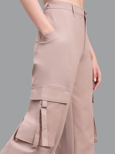 Image of GO COLORS Mostlysane Collection Polyester Cargo Pant for Women | Lightweight, Mid Rise, 4 Pockets