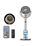 DREO 40 Inch Smart RGB Pedestal Fan, 20dB Silent Standing Fans for Bedroom, 120°+120° Oscillating Cooling Fan, Wi-Fi/Voice Control, DC Motor, 9 Speeds, 6 Modes, 12H Timer, 90 ft Circulator, Silver