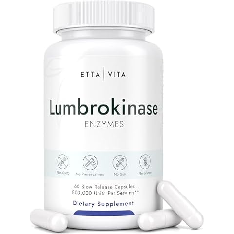 Potent Lumbrokinase Supplement 40mg/Serving (Max Activity - 800,000 Units) - Lumbrokinase Enzymes Capsules for Energy Support, Digestion, Detox, Cognition & Gut Health - Similar to Nattokinase Cover