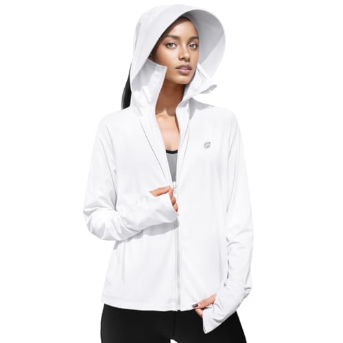 Image of Women's UPF 50+ Lightweight Athletic Jacket UV Sun Protection Full Zip Cooling Hoodie Long Sleeve Sunscreen Protective Clothing for Women for Outdoor Hiking, S-XL
