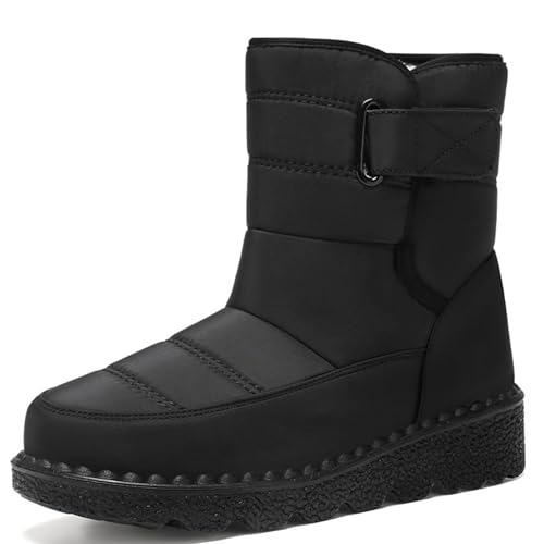 Women's Winter Warm Snow Boots with Fur Lined Thermal Mid-Calf Booties Waterproof Non-Slip Comfortable Outdoor Casual Slip On Booties