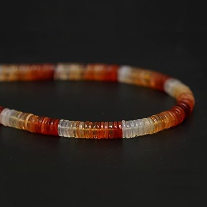 Kashish Gems & Jewels Naturalne koraliki z meksykańskiego opalu ognistego z gładkimi guzikami, jakość AAA, jeden sznurek, 20 cm, 6 do 6,2 mm, waga: 9,40 g, pochodzenie: Meksyk, tworzenie biżuterii