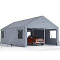 2 Car Carports 20x20 Heavy Duty,Portable Garage with 180g Removable Side Walls&Doors, All Weather Shelter Shed Canopy with Reinforced Steel Poles for Cars&SUVS, Trucks, Boats, and Automobiles(2 Box)