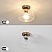 DSMJFU Semi Flush Mount Ceiling Light, Vintage Small Ceiling Light Fixture, Thickened Glass Hallway Lighting Fixture, Brass Kitchen Ceiling Mount Light for Entry Way, Bedroom, Bathroom, Porch