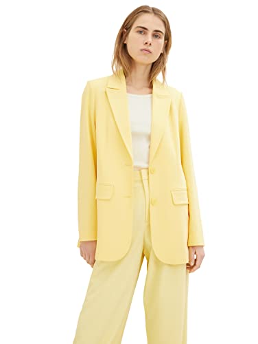 TOM TAILOR Denim Damen 1035875 Blazer, 31601-Soft Pale Yellow, M