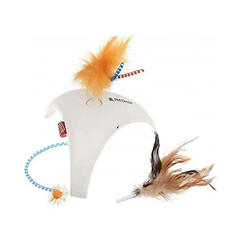 RvPaws Cat Toy Feather Spinner Pet Droid Replaceable Natural Feather Caps & 3 Motion Sensor