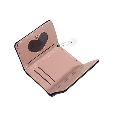 Womens Slim Leather Wallet Cute Heart Embossed Small Trifold Wallet Cash Pocket Card Holder With Id Window(Black)2