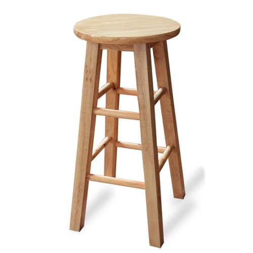 Laneryin 60cm Wooden Stool, Kitchen Breakfast Bar Stool, Modern High Counter Single Barstools for Kitchen, Bedroom, Living Room, Entryway (Round)