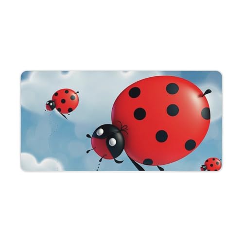 Grand tapis de souris coccinelle et nuage de 30,5 x 61 cm pour ordinateur
