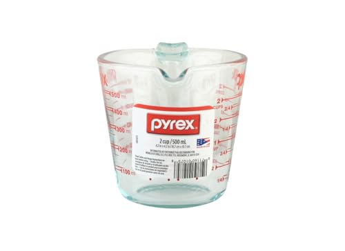 image for Pyrex Prepware 6001075 Measuring Cup, Red Graphics, Clear, 6 cups