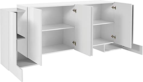 Dmora Bianco Lucido Credenza Moderna a 6 Ante