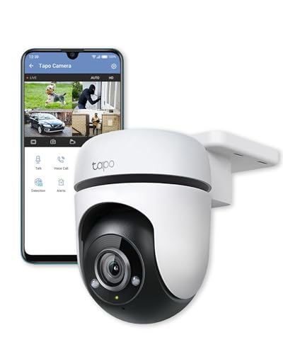 Tapo TP-Link 1080p Full HD Outdoor Pan/Tilt Security Wi-Fi Camera, 360° Smart Person/Motion Detection, IP65 Weatherproof, Night Vision, Cloud &SD Card Storage, Alexa&Google Home C500 (Renewed)