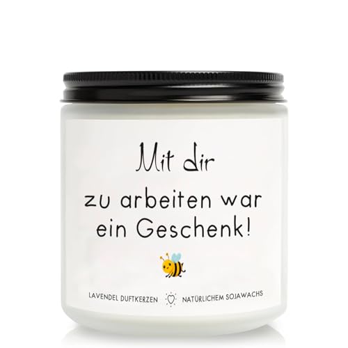 Abschiedsgeschenk für Kollegin, Duftkerze mit Spruch, Geschenk für Beste Kollegen zum Geburtstag Weihnachten Jahrestag Ostern Ruhestand Abschied, Danke Geschenke für Kollegen Mitarbeiter Chefin Lehrer