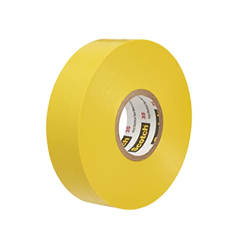 Image of 3M Scotch Electrical Tape 35, 1 /2 in x 20 ft, 1 Short Roll, Yellow | Vinyl Color Coding , 7 mil Thick, Premium Grade, Flame Retardant Tape, Color Coding, UL Listed, CSA Certified