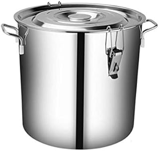 Airtight Rice Barrel 15KG 25KG Stainless Steel Seal Food Storage Container with Handle (Size : 35 * 35 * 36.5cm)