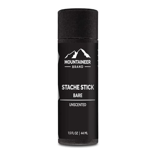 Mountaineer Brand Unscented Stache Stick | Made with Natural Ingredients West Virginia | Firm & Long Lasting Hold | Mustache Wax | Moustache Shape & Styling | Beard Wax for Men | 1.5oz