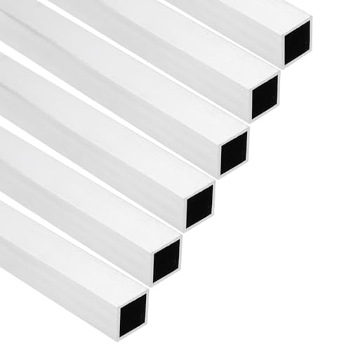 sourcing map Aluminum Square Tubing,(12x12x1x254mm) 6063 Aluminum Square Tube Seamless Structural Metal Profile Hardware for Construction DIY Home Decor Furniture 6pcs