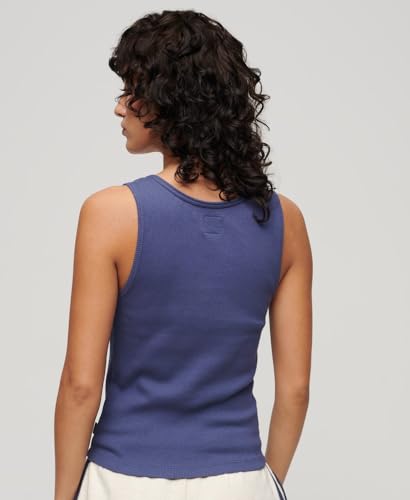 Superdry Athletic Essentials Débardeur boutonné pour femme, Bleu marine, M