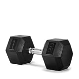 ADABT Hex Dumbbells | Rubber Encased Free Weights with Knurled Steel Handles | Anti-Roll Design | Home Gym, Fitness & Strength Training | Single (20KG)