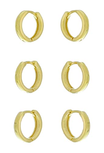 Kit 03 Argolas Articuladas 3 Furos Banhadas A Ouro 18k