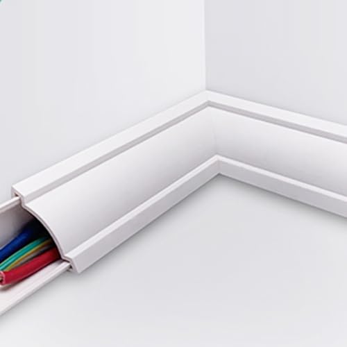 Quarter Round Cable Raceway White, protector grueso para cables y canal para suelo, cubre cables para montaje en pared TV (paquete de 5)