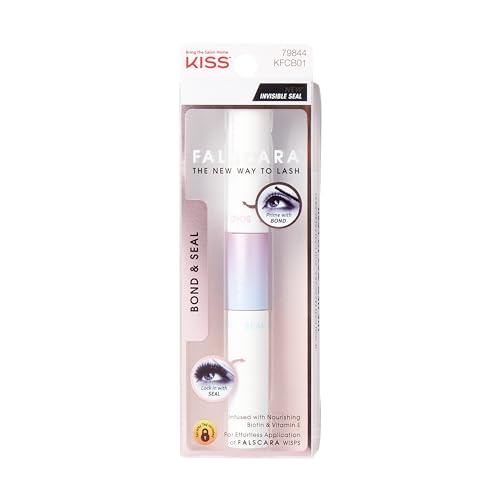 Image of KISS Falscara Bond and Seal For False Eyelash Wisps, Adhesive for False Eyelash Extensions Look Clusters, Includes Double-Sided Tube of BOND (0.15 oz.) and SEAL (0.14 oz.), Black