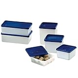 Westmark 4 Frischhalte-/Gefrierdosen, inkl. Deckel, Füllvolumen: je 0,25 l, stapelbar, Kunststoff, Trio, Farbe: Transparent/Blau, 25042270