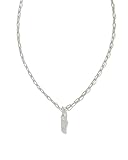 Kendra Scott Collar con colgante corto de letra de cristal, joyería de moda para mujer, One Size, Plata Latón, Sin piedra preciosa