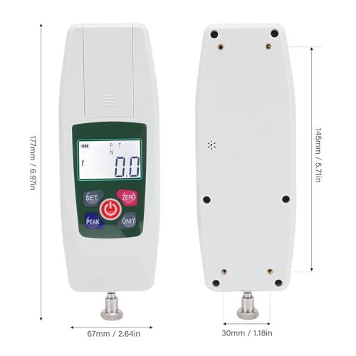 Telituny Digitale Kraftmessgerät, Hochpräzises Push-Pull-Messgerät 100N/10kg Kapazität, Digitales Kraftmesser mit peaks-Hold, 4 Einheiten Umrechnung, für Industrie Labor Qualitätskontrolle