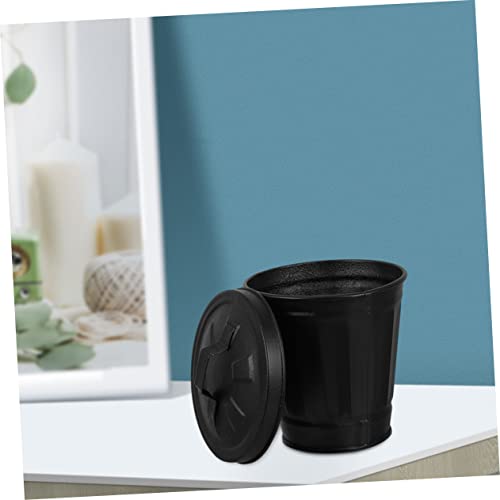 Image of jojofuny Outdoor Planters 2pcs Galvanized Trash Can, Mini Wastebasket Trash Can, Mini Tabletop, Office Countertop Buckets Multipurpose Container Flower Pot with Lid Indoor Planters