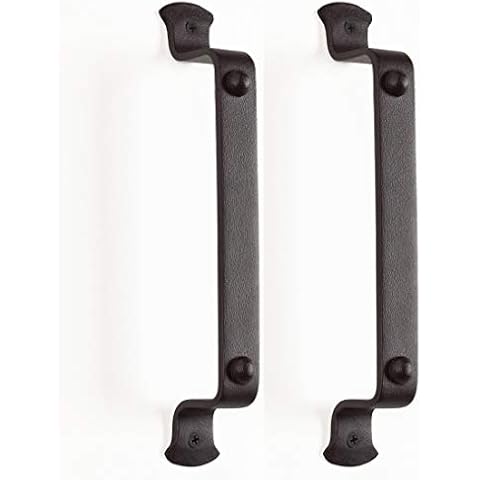 RTZEN Large Hammered Nail Wrought Iron 9.8" Pulls | Set of 2 | Black Forged Stylish Handmade Door Handles for Your Livingroom, Home Entrance, Garage, Garden Gate, Barn | Easy Install, Modern Rustic Cover
