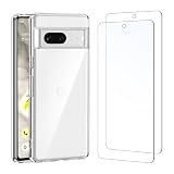 NEW'C Cover per Google Pixel 7 Gel TPU in silicone ultra trasparente e 2 × vetro temperato per Google Pixel 7, Pellicola proteggi schermo