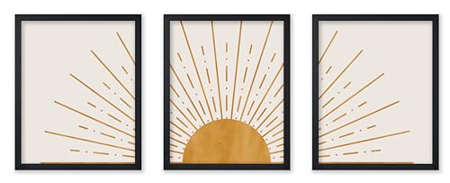 Image of Poster Master 3-Piece Sun Print - Abstract Sun Art - 8x10 Unframed Wall Art Print - Boho Decor Poster - Wall Decor for Home, Office, Living Room, Kids Room - Great Gift for Astronomy & Minimalism Fans