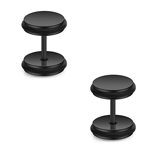 Ruifan 18G Mix Size Stainless Steel Faux Gauges Ear Plugs Tunnel Earrings Stud for Mens Womens 4-10mm 4Pairs4