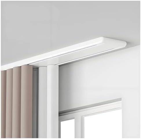 Silent Double Track Ceiling Mount Curtain Rail with Pulley, 3.2m (10.5ft) Aluminum Alloy Rod for Living Room & Bedroom Room Divider, White