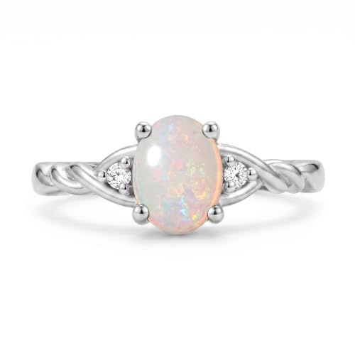 Image of Rylos Sterling Silver Classic Birthstone Ring - 7X5MM Oval Gemstone & Diamonds - Women's Jewelry, Sizes 5-10