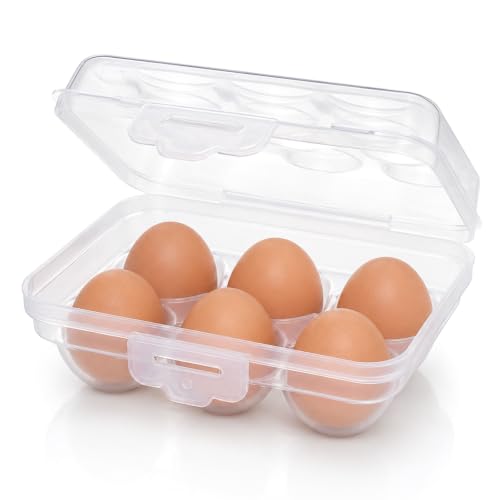 QFGasre 6 Grid Egg Storage Box Egg Holder Camping Eggs Holder for Fridge