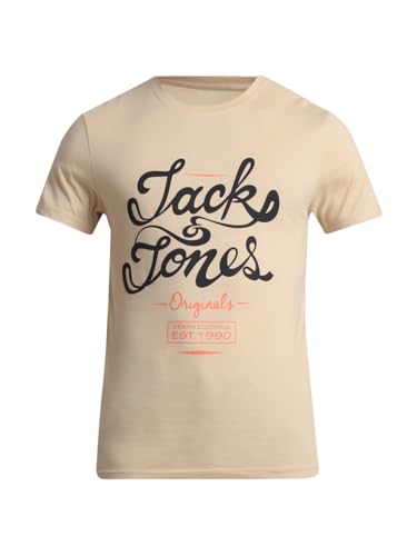 Image of Jack & Jones Men's Cotton Letter Print Slim Fit T-Shirt