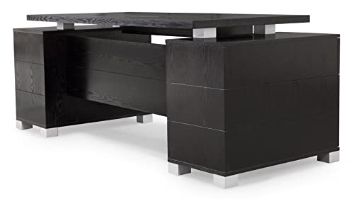 Ford Executive Modern Desk With Filing Cabinets - Black Oak Finish #TOP5