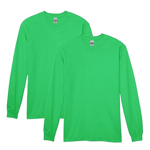 Gildan Men's Heavy Cotton Long Sleeve T-Shirt, Style G5400, 2-Pack, Irish Green, Small