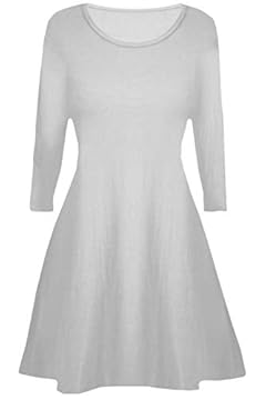 Girls Plain Long Sleeves Flare Franki A Line Mini Skater Swing Dress Top Kid Colour: Light Grey - Size: 13-14 Years