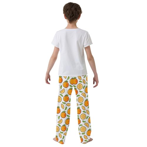 ZZXXB Orange Fruit Boys Long Pants Soft Trousers Elastic Waist Kids Lounge Bottoms with Pockets S-XL3