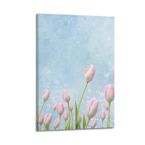 Impression sur toile tulipes roses ZOGJIN cadre premium