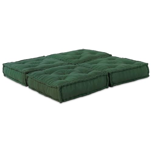 vidaXL Puf Modular Tela Verde Suave y Cómodo Asiento 70X70X36 cm Ideal para Relajación Interior Exterior Disponible En Dos Piezas Pufs Sofá Convertible Cojín de Pallet Sofá de Suelo Lounge
