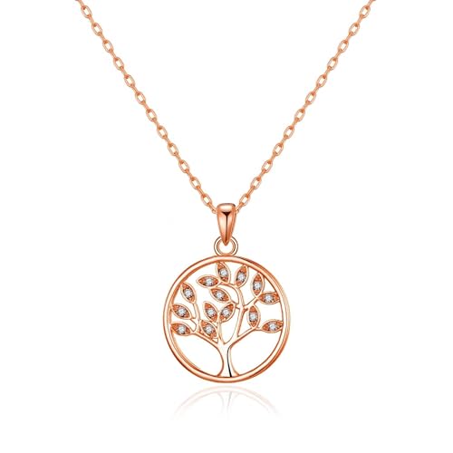 Philip Jones Rose Gold Plated Tree of Life Necklace Created with Zircondia® Crystals