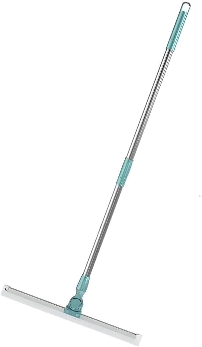 Magic Broom Floor Hair Scraper with 180° Rotating Head & Adjustable Stainless Steel Handle | Silicone Squeegee for Pet Hair, Dust & Water | Bathroom Kitchen Tile Marble Floor Cleaner