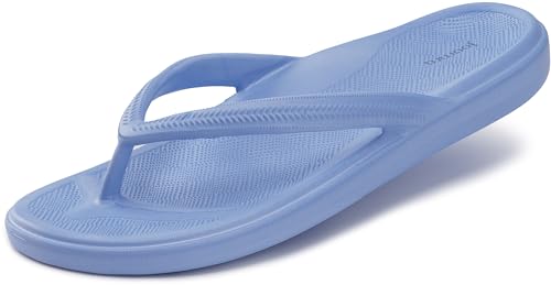 Joomra Flip Flops for Women Orthotic Arch Support Sandals Beach Slides Summer EVA Plantar Fasciitis Toe Post Thong Light Blue Size 10