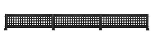 CM GARDEN - Kit de Valla de Automontaje en Acero Galvanizado, Metálica de Ocultación, Fácil Instalación, Modelo Cuadros, 457 x 50 cm, Negro